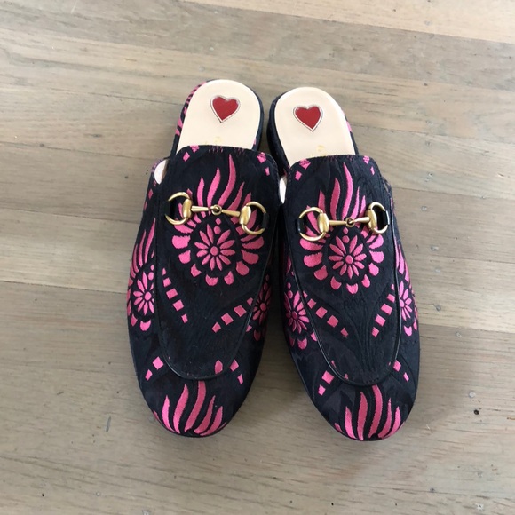 Gucci pink Princetown Brocade Mules Size 7 - Picture 4 of 7